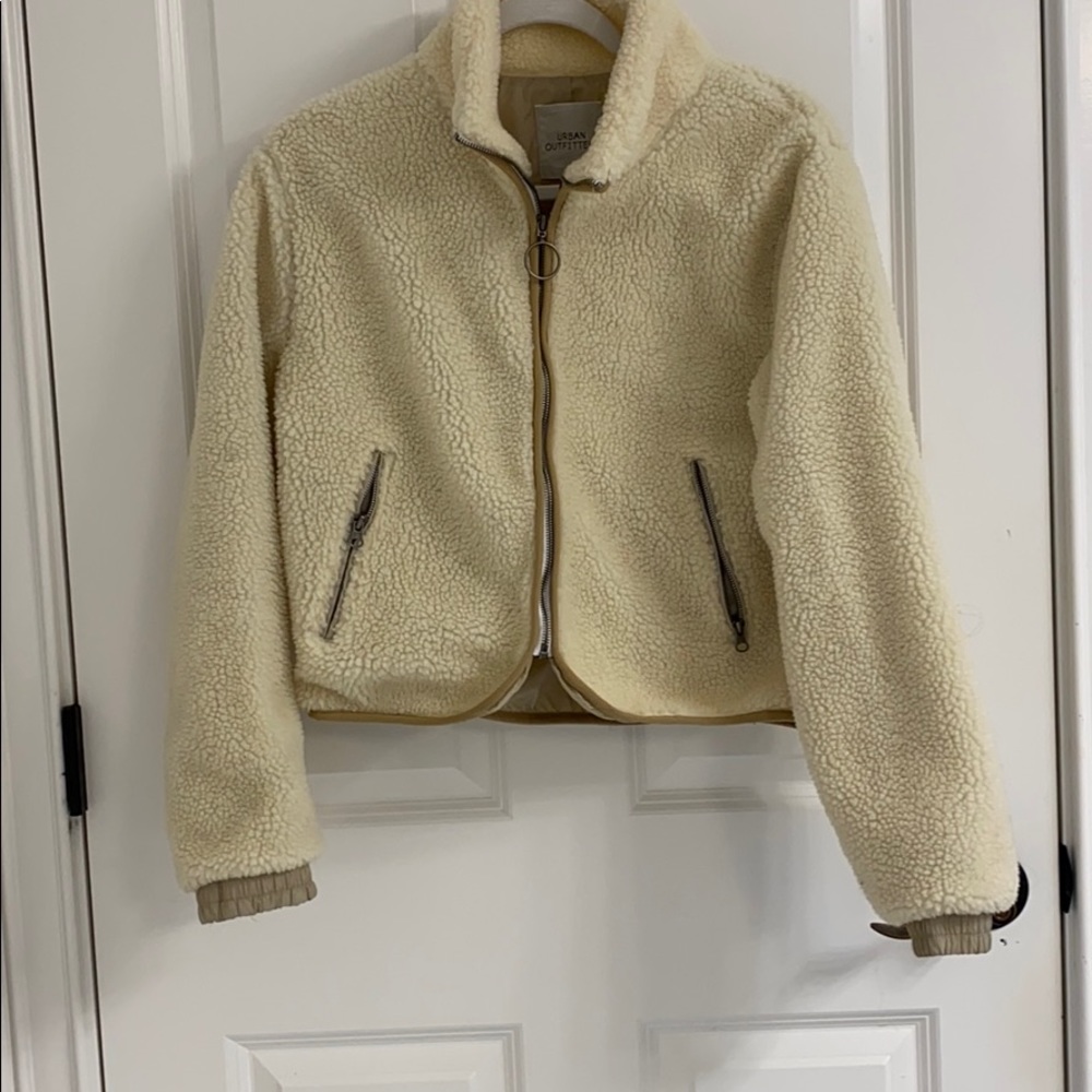 Urban Outfitters Beige Fuzzy Jacket